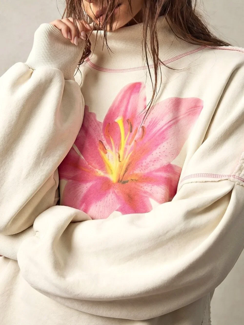 Apricot Casual Women's Knit Loose Fit Sweatshirt